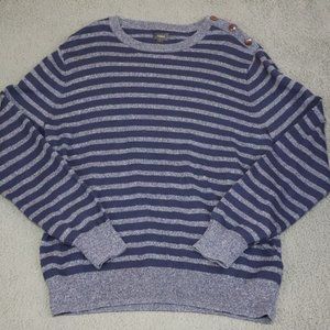 J.Crew Sweatshirt Mens Size Large Gray Stripped Crew Neck Pullover Cotton Blend